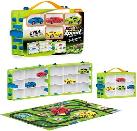 Set de cochecitos con maletín y alfombra de juego