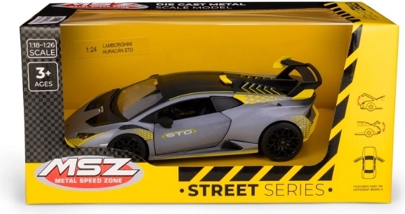 Modelo de coche Lamborghini Huracán STO a escala 1:24, gris plateado