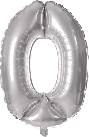 Globo de foil número 0 30 cm plateado TORO