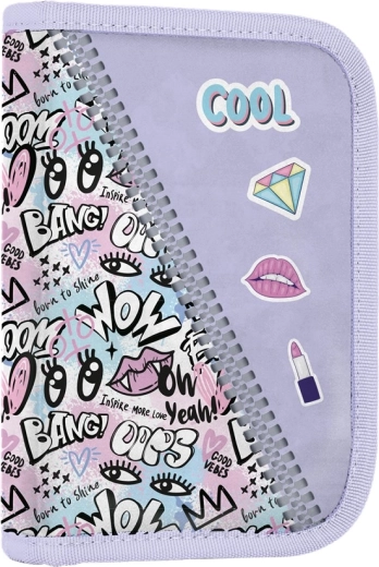 Estuche escolar Funny Girl, 1 compartimento, 2 solapas, vacío