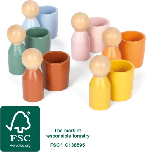Vasos de clasificación Montessori con figuritas de madera small foot