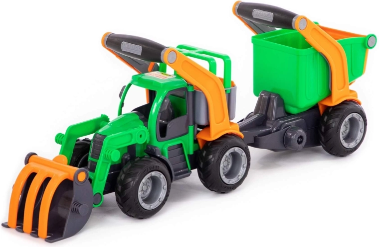 Tractor GripTruck con cargadora frontal y remolque