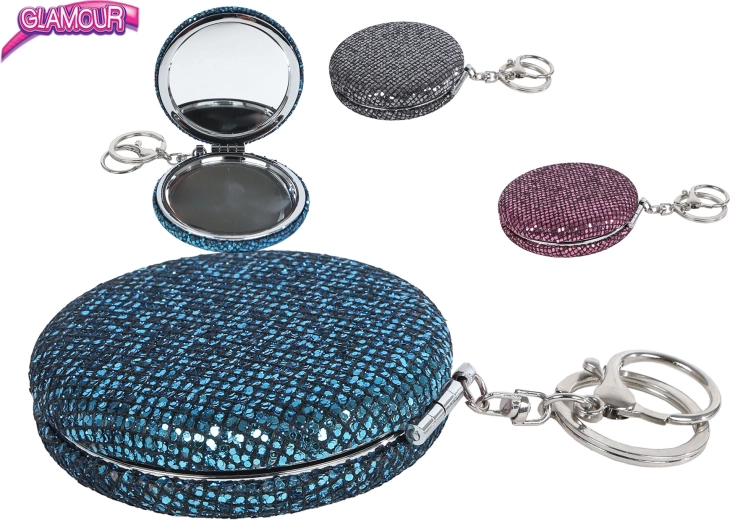Llavero Glamour con espejo y purpurina