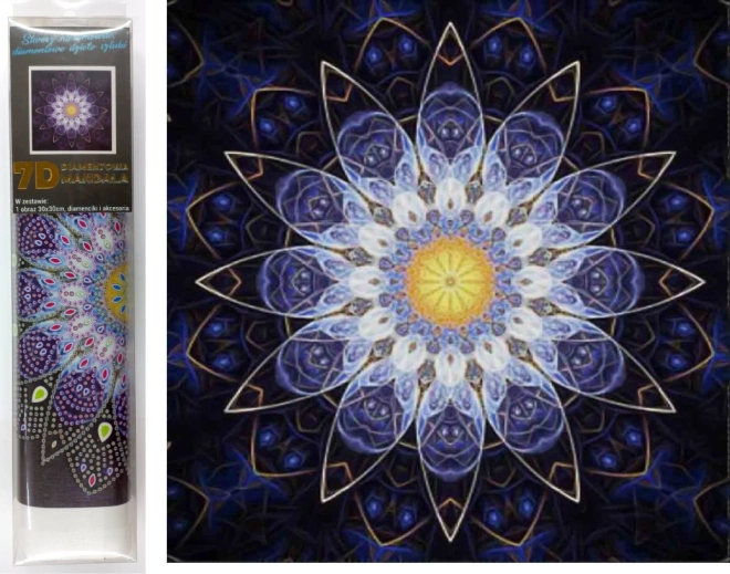 Pintura con diamantes 7D – mandala azul 30 × 30 cm