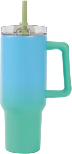 Gran termo con pajita – verde, 1200 ml