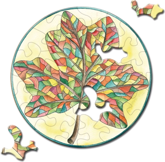 Puzzle redondo CURIOSI Picoli – hoja, 33 piezas