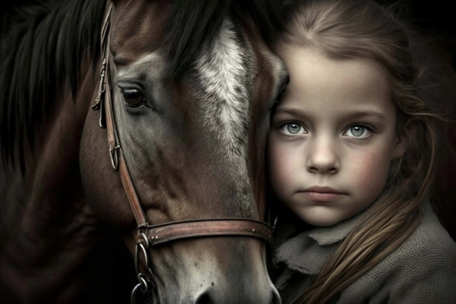 Mosaico de diamantes - Chica con caballo