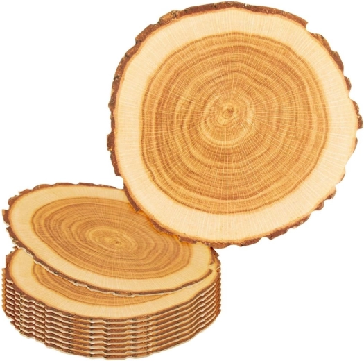 Juego de posavasos de 10 cm, 10 uds. – bases ecológicas de cartón con diseño de madera