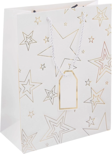 Bolsa de regalo de papel con motivo de estrella blanca 26 × 12 × 32 cm