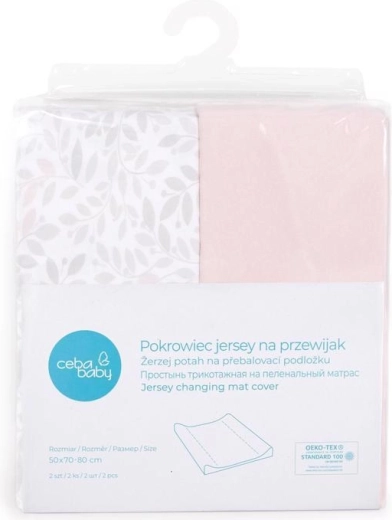 Ceba funda para cambiador 50 × 70 cm, 2 uds., Candy Pink y Twigs