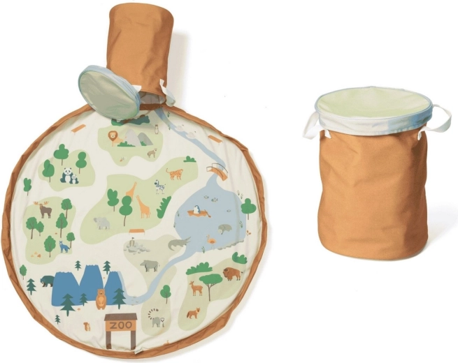 Play&Go cesta para juguetes con alfombra de juego Zoo