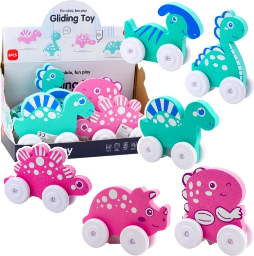 Dinosaurio con ruedas de espuma para niños, mix de colores