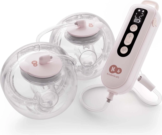 Kinderkraft gentleflow extractor de leche materna eléctrico doble hands-free rosa