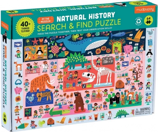 Puzzle Mudpuppy Arma y busca Museo de ciencias naturales 64 piezas