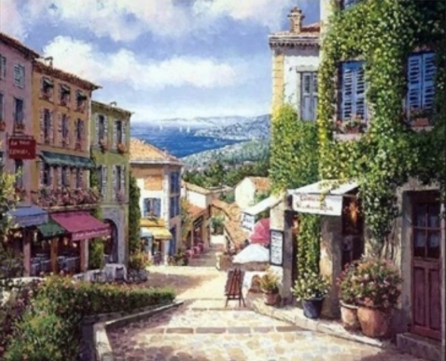 Norimpex Pintura por números Calle junto al mar 40 × 50 cm