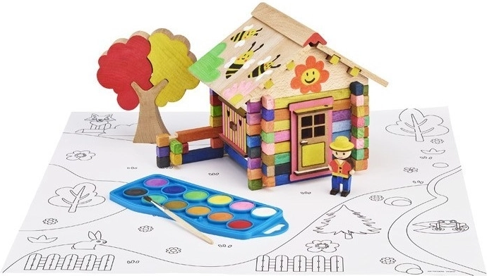 Jeujura kit de construcción de madera: casita para pintar (85 piezas)