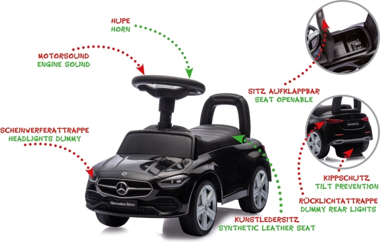 Correpasillos infantil Mercedes-Benz C-Class 2 en 1 blanco
