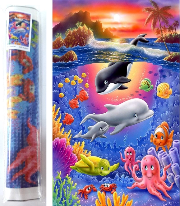 Pintura con diamantes Mundo submarino 80 × 40 cm