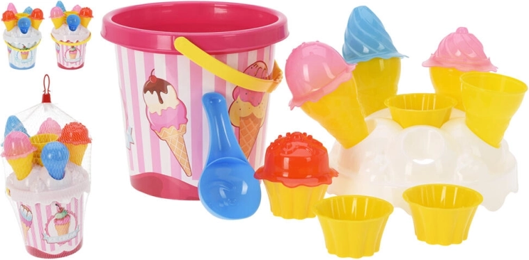 Set infantil para arena Cubo Heladito con accesorios, mix de colores