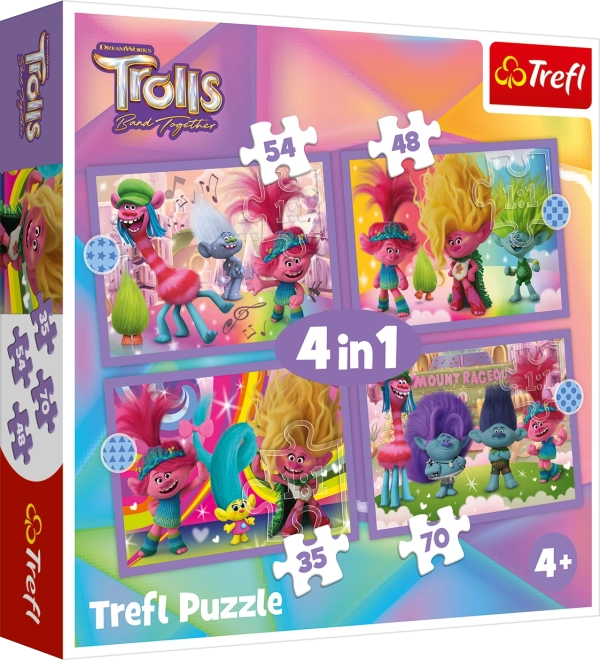 Puzzle Trefl Trolls 3: aventura colorida 4 en 1 (35, 48, 54, 70 piezas)