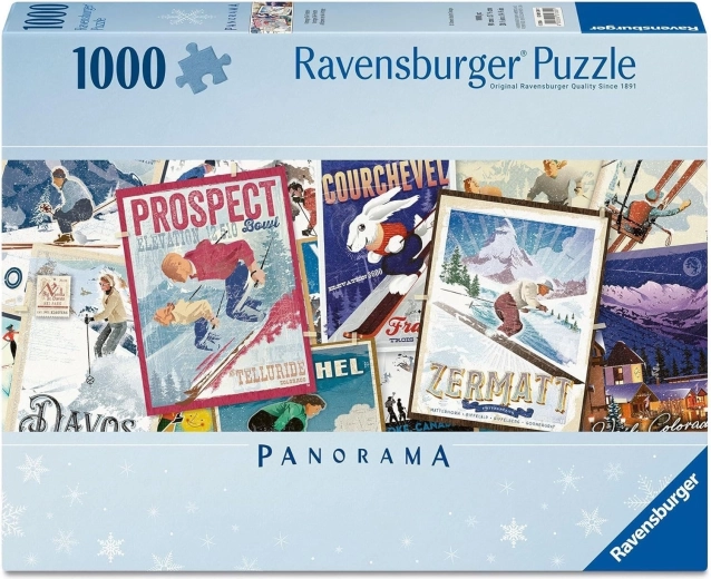 Puzzle panorámico Ravensburger Pósteres antiguos de esquí 1000 piezas