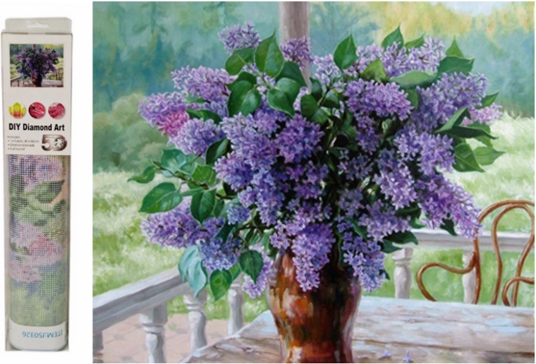 Mosaico de diamantes lilas en un jarrón - 1 pieza