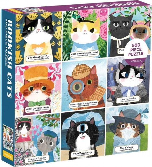 Puzzle Mudpuppy Literatos felinos 500 piezas