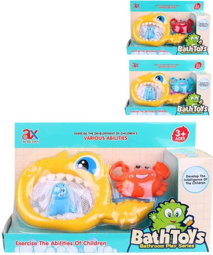 Set de pesca para la bañera con red y animalitos que rocían agua
