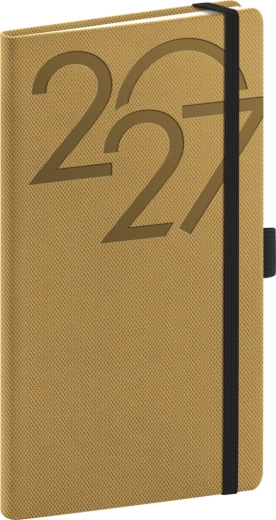 Agenda de bolsillo Notique Ajax 2027 dorada 9 × 15,5 cm