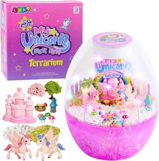Kit creativo – lámpara nocturna terrario de unicornio con control por voz DIY