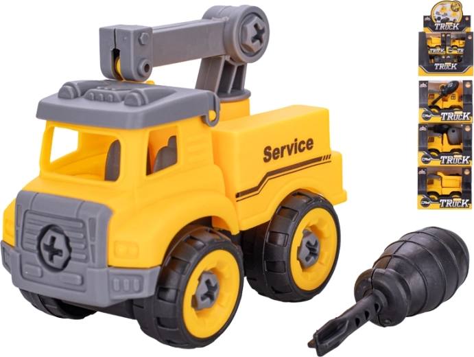 Coche de construcción para montar con tornillos 11 cm con rueda libre