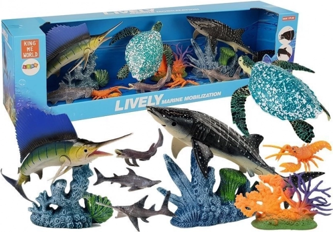 Set de animales marinos con elementos móviles