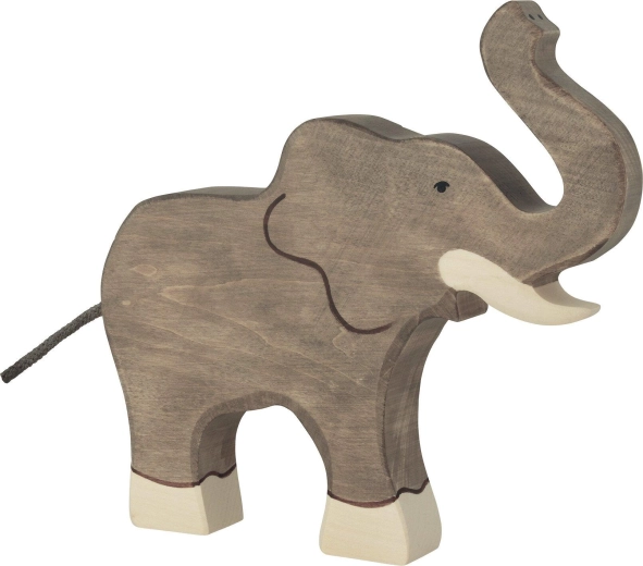 Elefante de madera Holztiger con la trompa levantada - 1 pieza