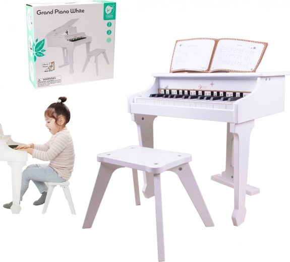 Pianito infantil blanco con banqueta y libro de partituras CLASSIC WORLD
