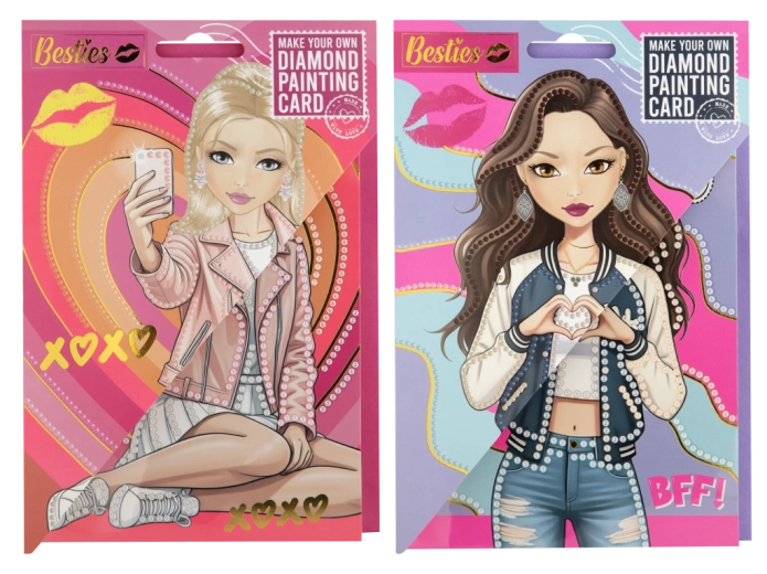 Pintura con diamantes – tarjetas de felicitación Besties