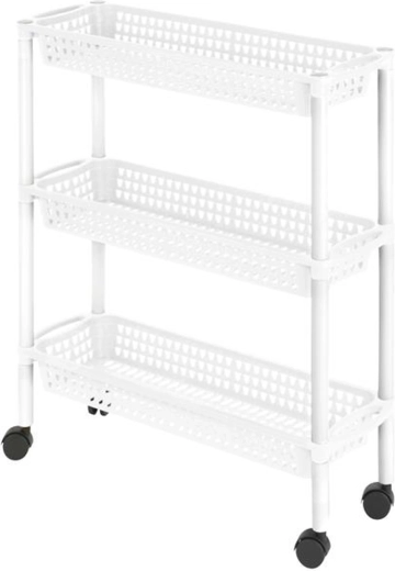 Estantería de plástico Heidrun con ruedas y 3 cestas 60 × 18 × 61 cm (colores surtidos)
