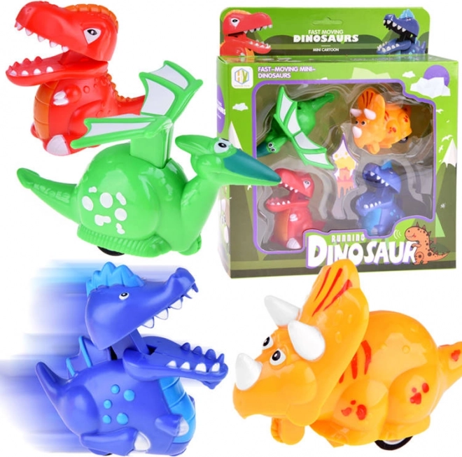 Juego de dinosaurios deslizantes, 4 uds, con mecanismo de cuerda