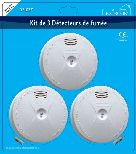 Lexibook set de 3 detectores de humo con baterías