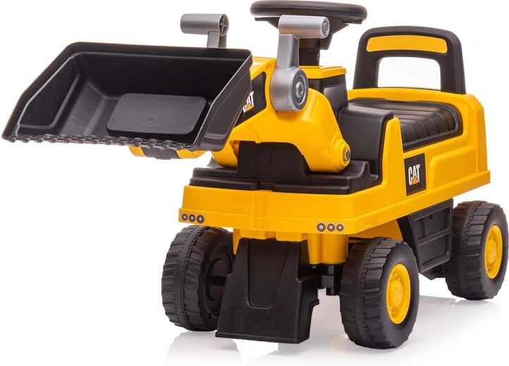 Correpasillos excavadora CAT con sonidos y volante interactivo, amarillo