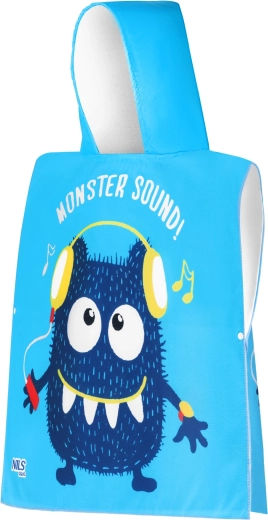 Poncho infantil de microfibra con capucha NILS aqua Monster Sound