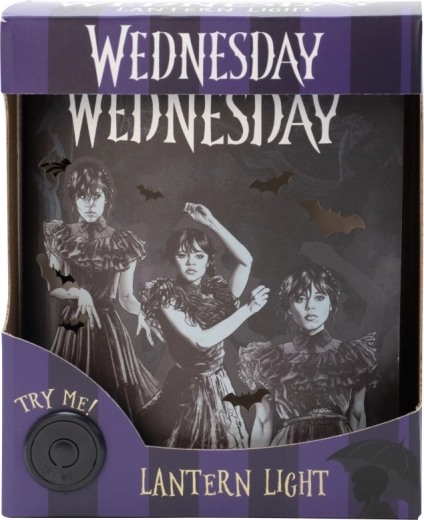 Lámpara decorativa Wednesday – farol gótico con motivo de WEDNESDAY bailando