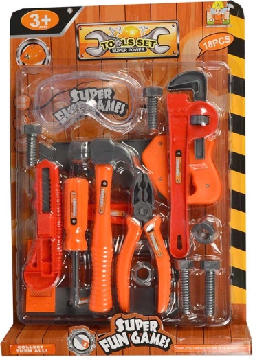 Set infantil de herramientas de plástico con gafas de protección, 18 uds.