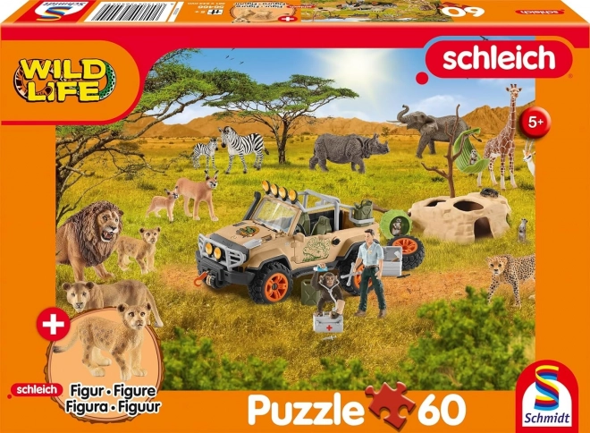 Puzzle Schmidt Schleich en la sabana 60 piezas + figura SCHLEICH