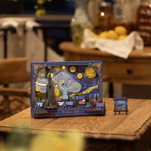 Escena 3D en capas con soporte decorativo