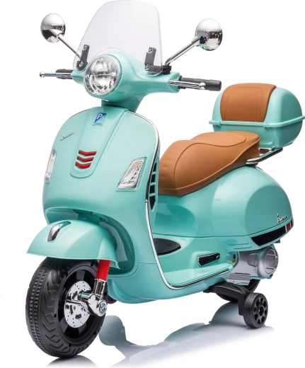 Motocicleta eléctrica infantil estilo Vespa GTS – verde menta