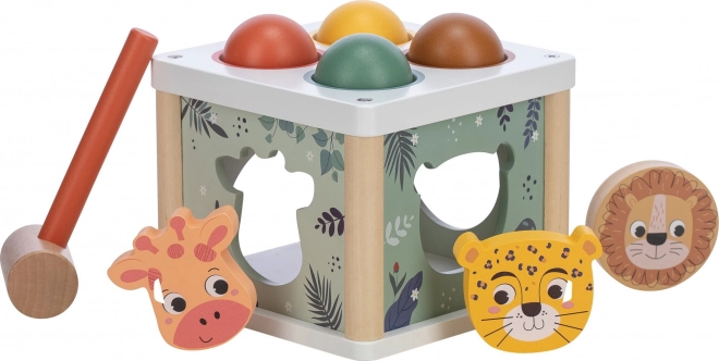 Caja de encaje de madera: animalitos y pelotas