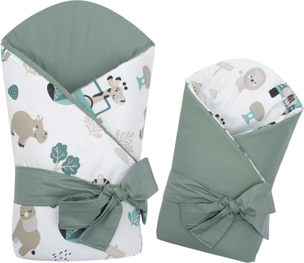 Arrullo infantil reversible New Baby Safari II 80 × 80 cm menta