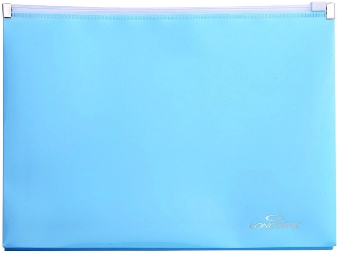 Carpeta con cremallera A4 azul pastel CONCORDE