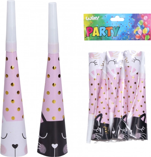 Trompetitas de fiesta con motivo de gato 20 cm