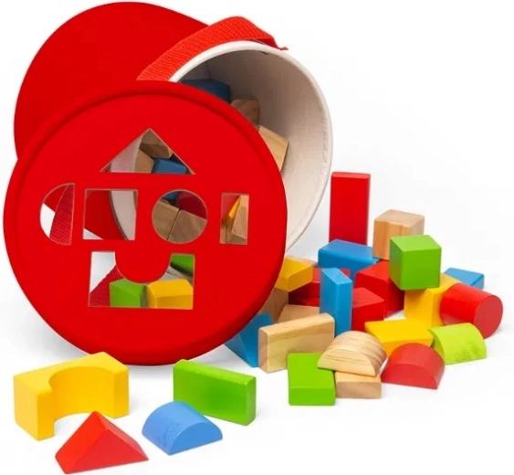 Bigjigs Toys bloques de madera y encajable de formas en tambor